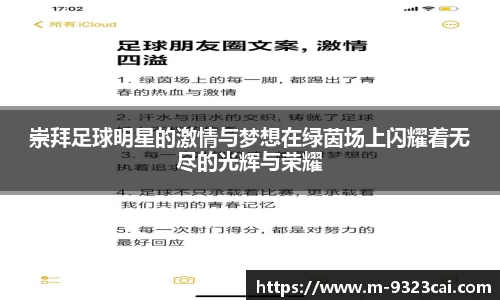 崇拜足球明星的激情与梦想在绿茵场上闪耀着无尽的光辉与荣耀